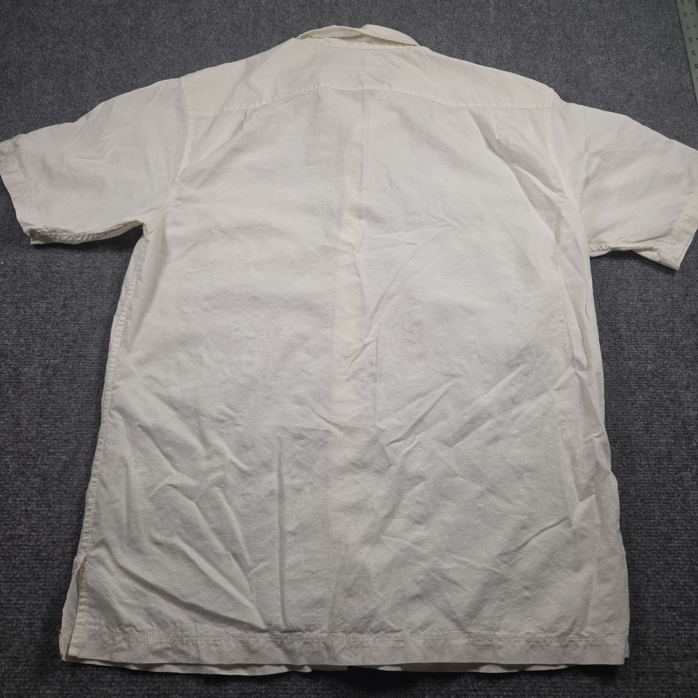 Tori Richard Shirt Mens XL Cream Silk Cotton Jacquard Geometric Short Sleeve - Picture 7 of 7